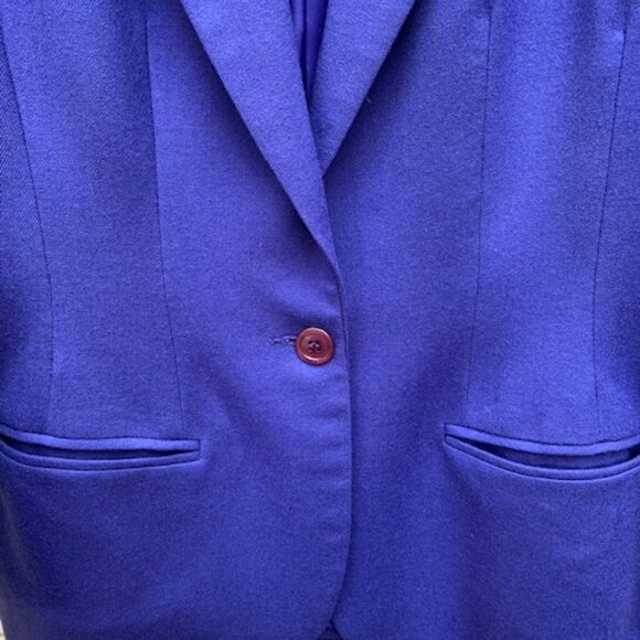 Jos. A Bank Purple 100% Wool 1 Button Blazer W/ Shoulder Pads Size 8 - Picture 2 of 11